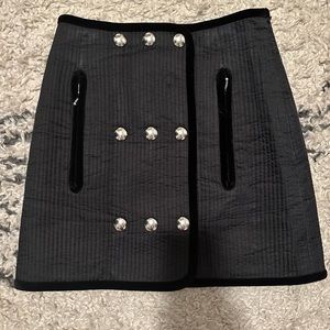 Alexander Wang  Black Mini skirt with velvet trim and zipper detailing